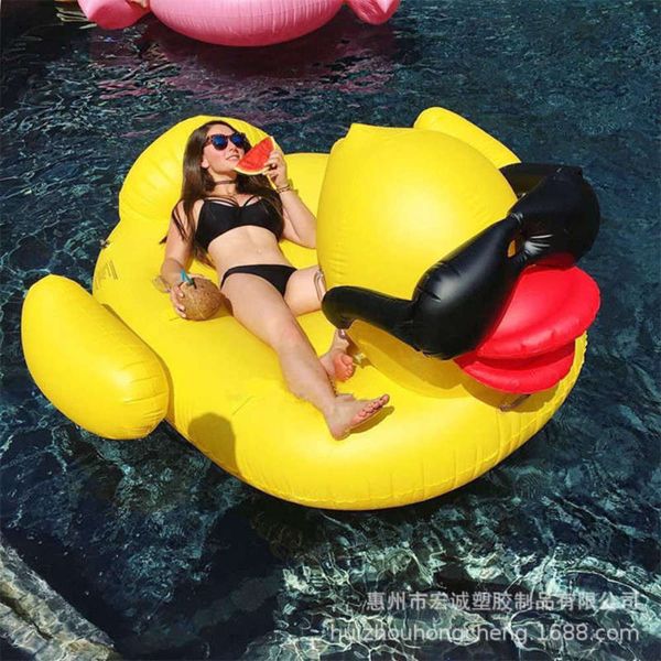 

duck sunglasses inflatable rhubarb bed duck floating riding floating row swimming pool, White;black