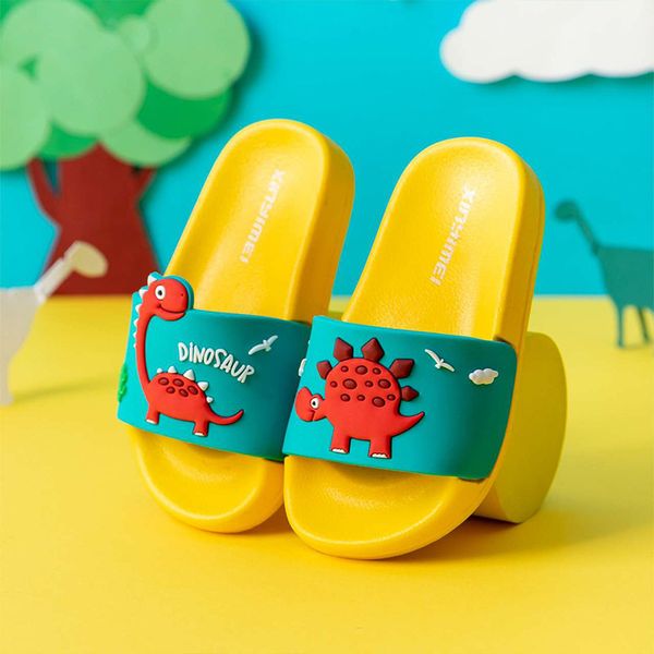 

2020 new cute kids dinosaur children baby slippers waterproof breathable non-slip boys girls home shoes