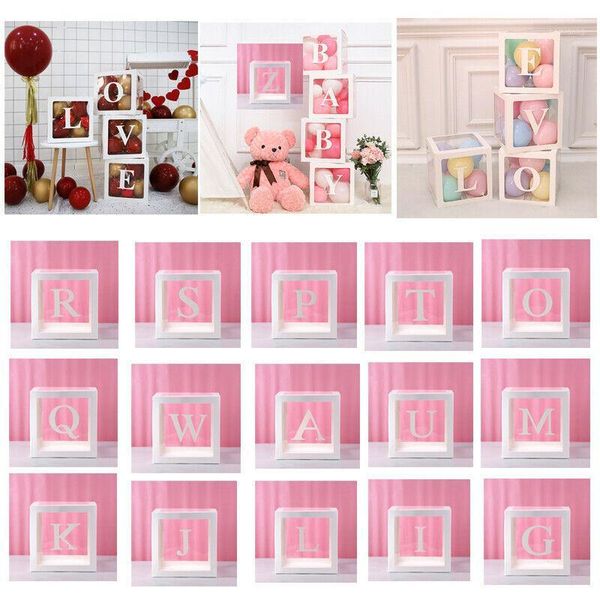 Geschenkpapier, Buchstabe A-Z, Würfel, transparente Boxen, Kindergeburtstag, Babyparty, Party-Dekoration