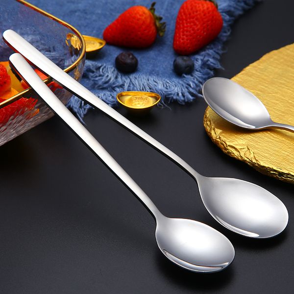 

304 stainless steel spoons with long handle korean soup spoon dinner spoons rice/salad tableware