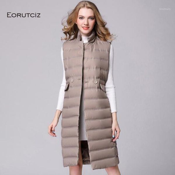 

eorutciz spring long vest down coat women ultra light jacket vintage slim black winter casual duck down waistcoat lm3571