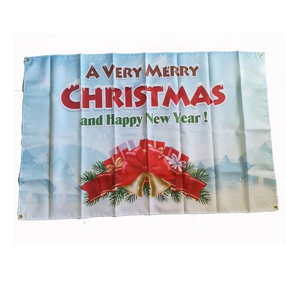Un molto buon Natale e un felice anno nuovo bandiera doppio cucito bandiera 3x5 FT regalo 100D partito bandiera 90x150cm stampato Vendita calda!