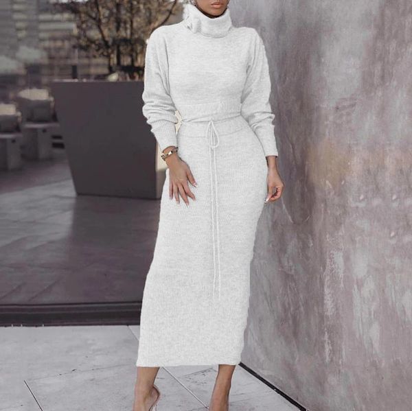 

autumn winter solid knitted set long sleeve turtleneck cropped midi 2 piece matching sets white black gray 2020 lounge set