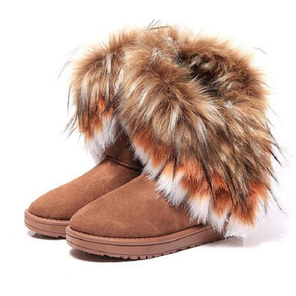 

2020 winter new women's snow boots suede set foot in the waist women's artificial fur warm flat bottom tube imitation fur, Black