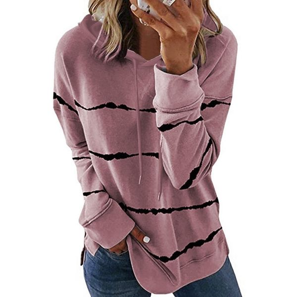 

oeak hoodies women harajuku students simple all-match leisure chic new kawaii striped long sleeves o-neck loose womens