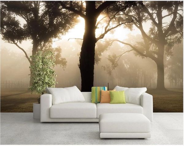 

3d p wallpaper custom p mural three big trees in the misty morning glow living room home decor wallpaper for walls 3 d