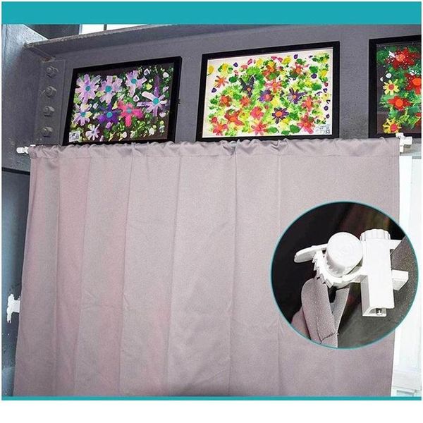 

2pcs hanging rod clip curtain hanging hooks wall sticker fixed clip hanging rack hook home curtain accessories bbytmi