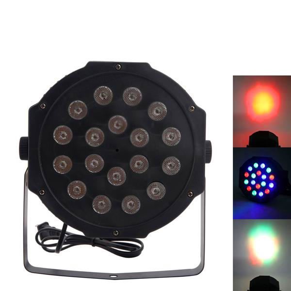 Nuovo design 30W 18-RGB LED Controllo automatico/vocale DMX512 Mini lampada da palco ad alta luminosità (AC 110-240V) Luci a testa mobile dimmerabili nere