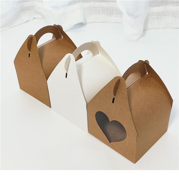 

20pcs/lot large kraft paper gift box with handle wedding birthday white cardboard cake box black cupcake box for packagi jllpxk