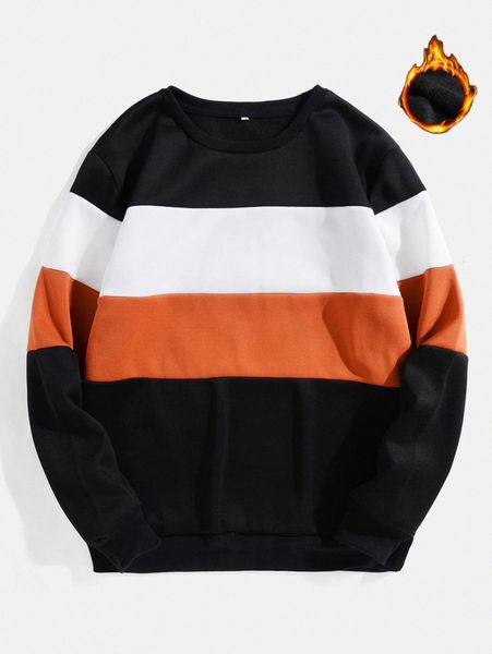 

men color block thermal pullover q8jd#, Black