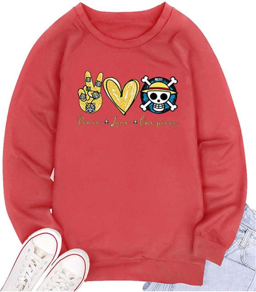 

new love peace love one piece letter print round neck pullover sweater, Black