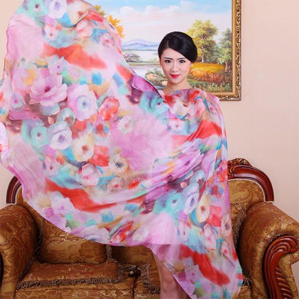 

100% silk scarf women luxury fashion genuine real silk long scarf ladies floral shawl birthday anniversary lover mother gift, Blue;gray