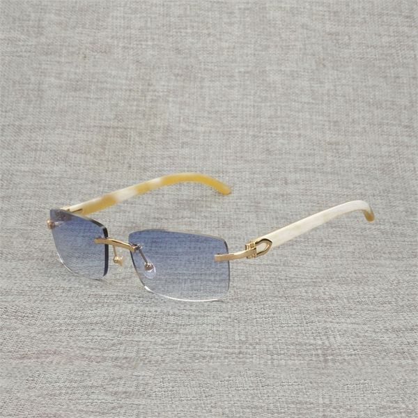 

70% off factory online sale vintage buffalo horn sunglasses men rimless square natural wood eyeglasses for club driving shades retro gafas, White;black