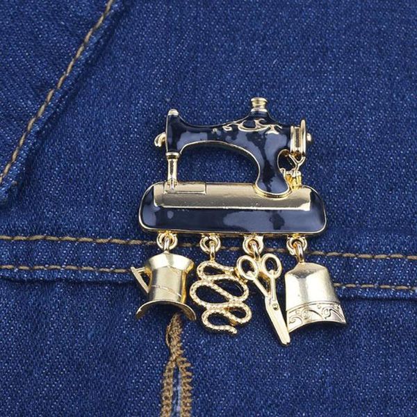 

pins, brooches creative fashion sewing machine brooch alloy corsage personality jewelry simple gifts friends, Gray