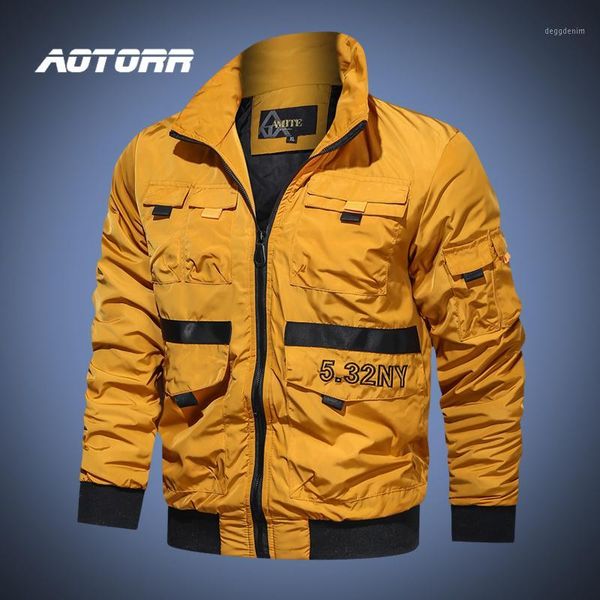 

men's jackets men cargo jacket 2021 autumn spring flight bomber coat men's army green baseball streetwear waterpoof coats1, Black;brown