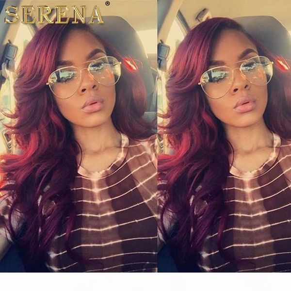 

ombre weave hair bundle colourful tone color 99j burgundy wine red unprocessed body wave brazilian peruvian indian human hair extension, Black