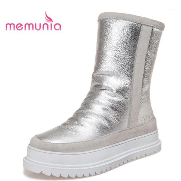 

boots memunia arrive 2021 ankle round toe zipper winter women snow comfortable low heels fashion1, Black