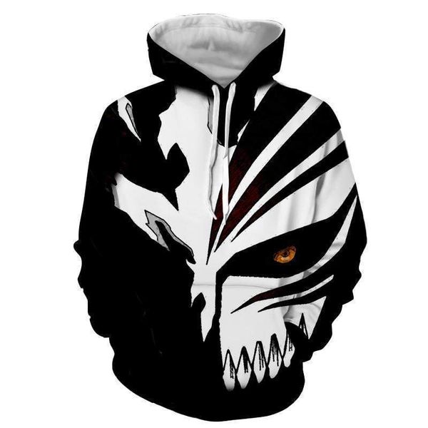 

anime style hoodies bleach 3d printed hooded sweatshirt men/women casual streetwear pullover hip hop hoodie fashion 201113, Black