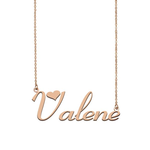 

valene name necklace custom nameplate pendant for women girls birthday gift kids friends jewelry 18k gold plated stainless steel, Silver