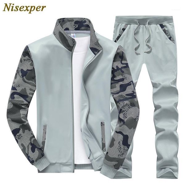 

selling fashion men set spring autumn men's sportswear jacket+pant sweatsuit 2 piece set sportsuit mens sets big size 4xl1, Gray
