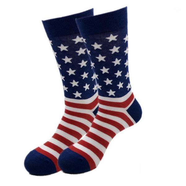 

1 pair america flag printed non slip soft stripes cotton blend fashion casual men socks gift comfortable stars breathable1, Black