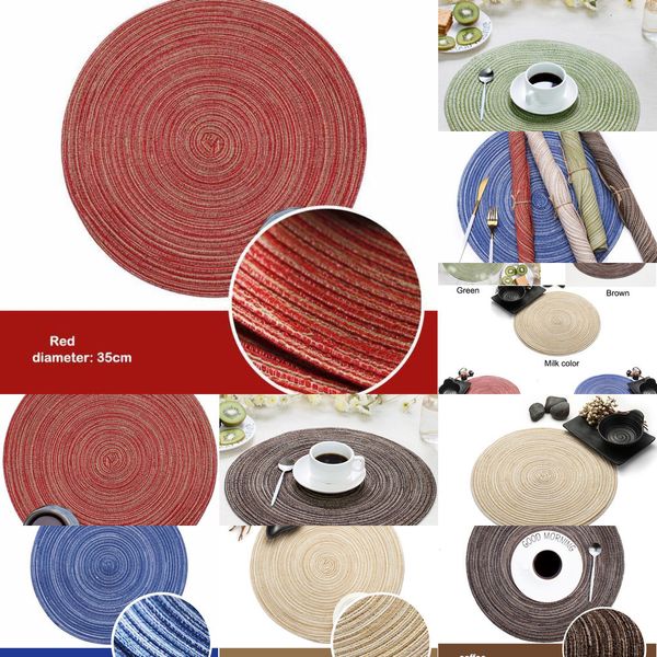 

round cotton yarn placemat western food mat non-slip heat insulation for home l standing supplies 3 nuzwl