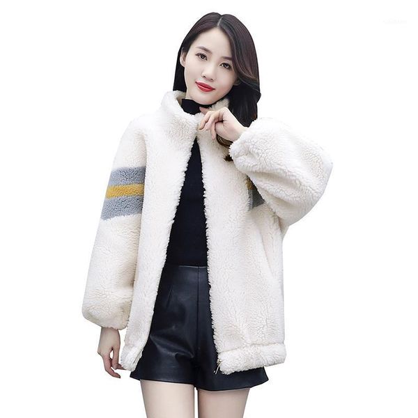

women winter oversized teddy jacket chic faux fur coats female lamb wool plush outwear new 20201, Black