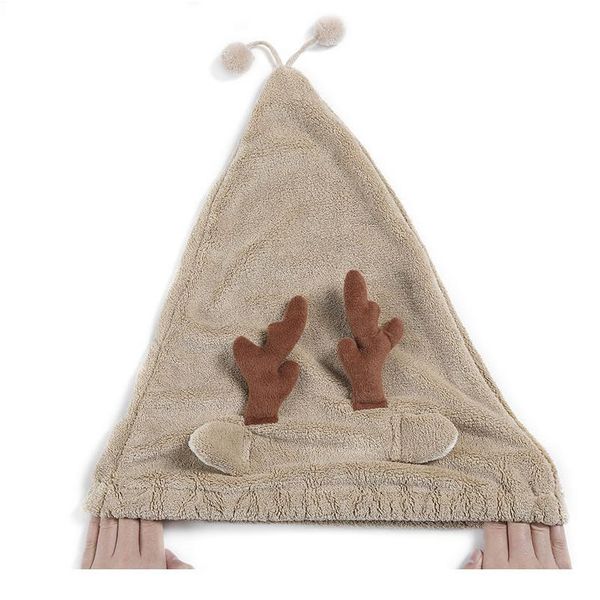 

coffee 65*25cm resilience coral velvet 1pcs dry hair cap cartoon hair cap absorbency children sh qylzeb