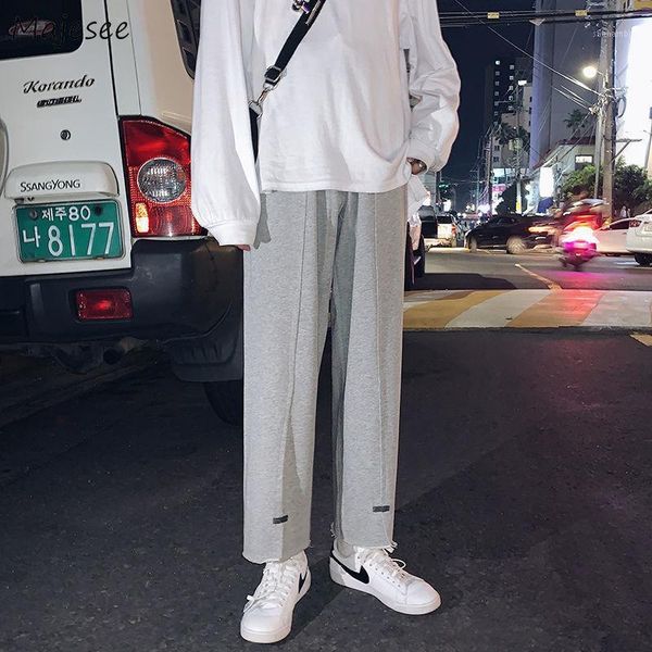 

pants men loose solid chic couples xxl leisure harajuku straight ankle-length all-match joggers fashion korean style sweatpants1, Black