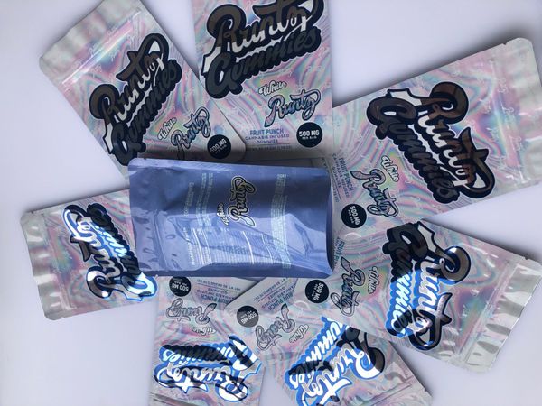 

white edibles runtz gummies bags packaging bag california mylar 500mg bbydx bdetoys