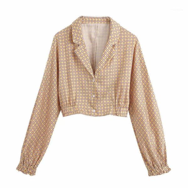 

new 2020 women vintage geometric floral printing casual smock blouse ladies lantern sleeve kimono shirts chic blusas ls65981, White