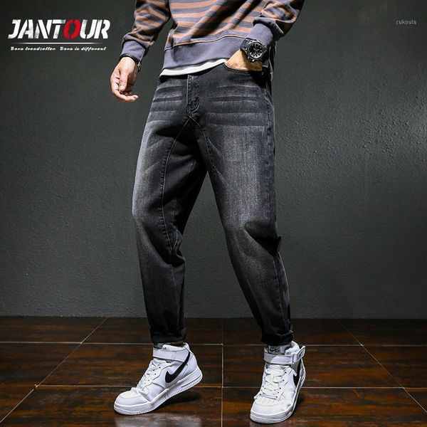 

jeans men autumn winter pantalon large three-dimensional pockets baggy jeans men high elasticity harem pants plus size 28-46 481, Blue