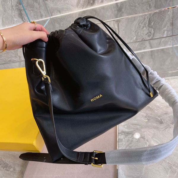 

drawstring bucket shoulder bag crossbody multi purpose bag genuine leather waterproof detachable adjustable shoulder strap tote bag handbag