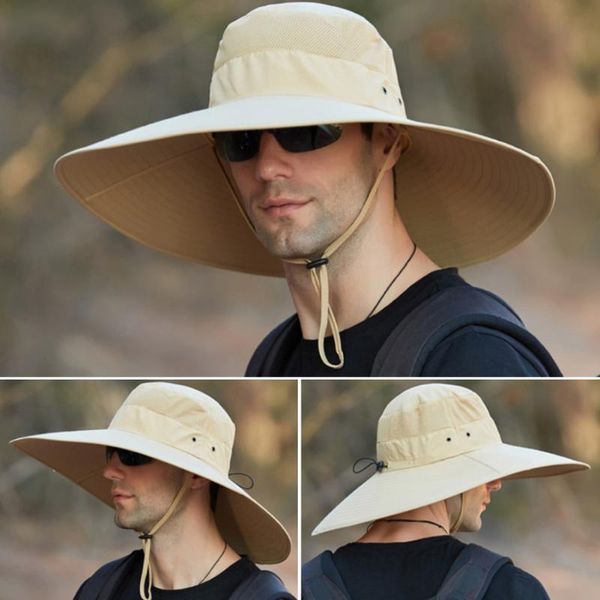 

adjustable with chin strap uv protection summer wide brim casual sun hat fishing cap outdoor sports sunhats kg-189, Black;white