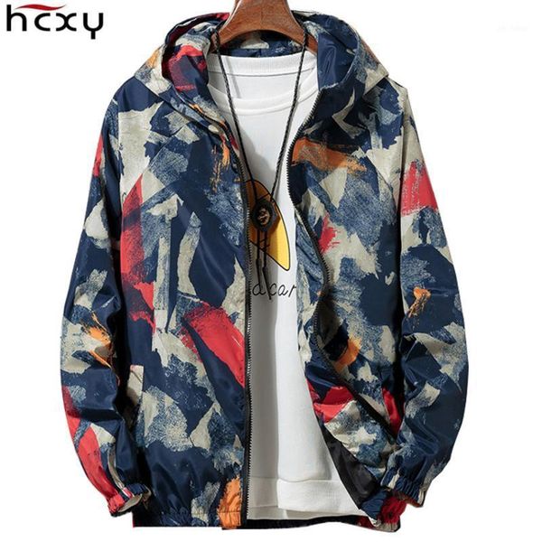 

hcxy 2020 fashion women's men's hooded thin jackets men spring autumn coats women couple windbreaker camouflage rib sleeve1, Black;brown