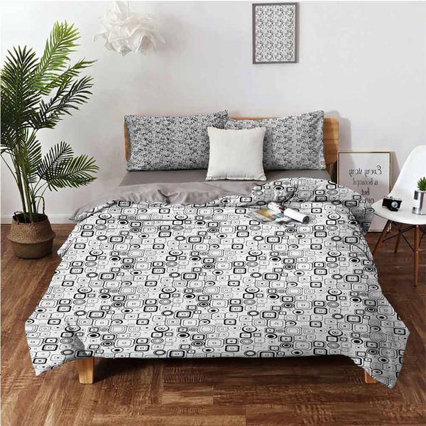 

monochrome vintage squares and circles geometrical shapes pattern classical retrobedding 3-piece set
