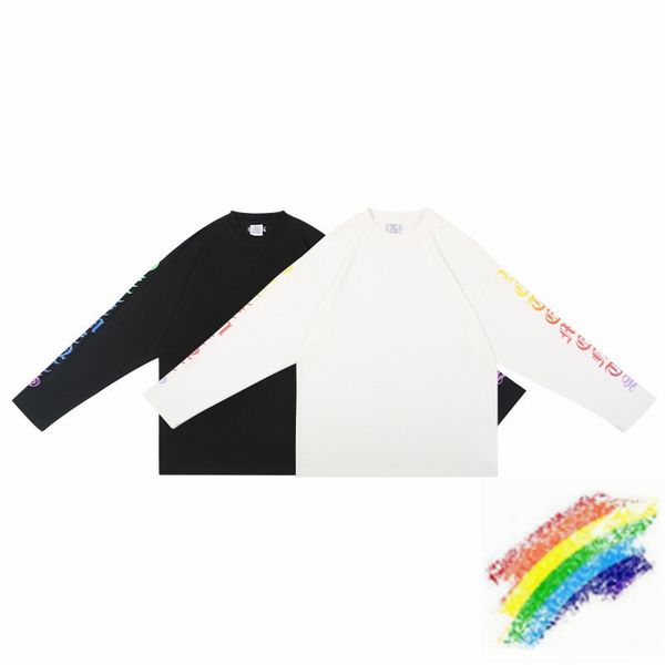 

long t-shirt men women 1 colorful on the sleeve t shirts tee, White;black