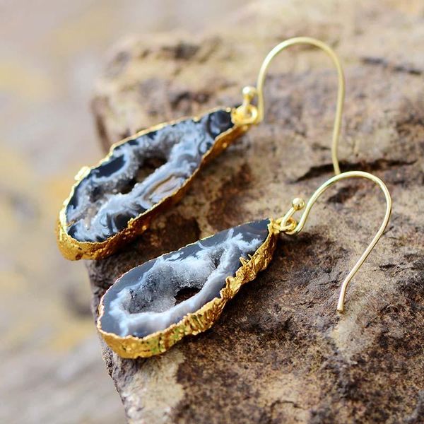 

женщины серьги уникальные натуральные друзкие серьги druzy серьги богемные серьги сша европейские ювелирные изделия drusy dropshipping wmtqk, Golden