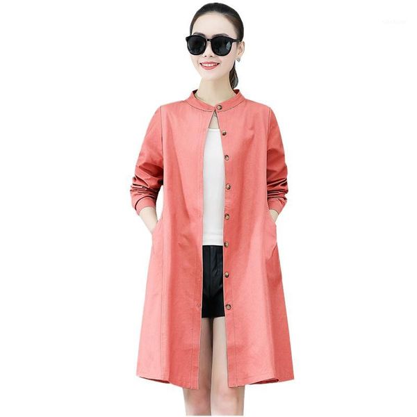 

women's trench coats coat women 2021 spring plus size solid windbreaker casual overcoat long loose tide 3xl q12321, Tan;black