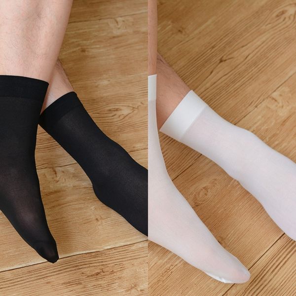 

spring and summer men's mercerized cotton thin medium tube business socks straight board mercerized cotton stockings stockings silk sto, Black