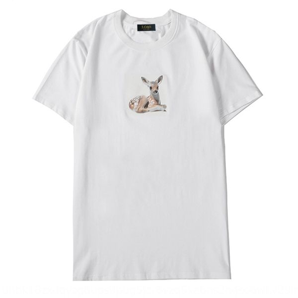 

nine skolli 2020 new loose printed men and women's lovers t-shirt fawn fawn t-shirt deer 6wajh, White