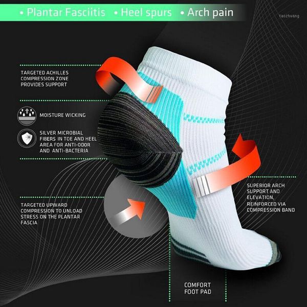 

wholesale-1pair compression socks men anti-fatigue plantar fasciitis heel spurs pain sport running short sock for men women rd6026661, Black