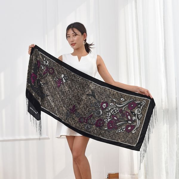 

new tiger leopard print velvet scarves women winter luxury pashmina scarfs poncho women gift for mom lovers 201026, Blue;gray