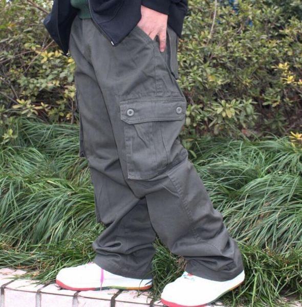 

2021 new casual large cargo of cotton men loose hallways baggy hip hop black khakis and army green pants etoi