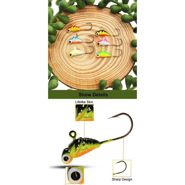 

gobygo 6pcs/pack 27mm 2g winter ice fishing hook lure metal hard bait lead head hook sinking ice fishing lure fishin jlluxc