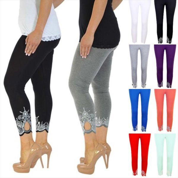 

женщины моды выдалбливают stretch capri обрезанные леггинсы брюки плюс размер drop доставка хорошее качество, Black