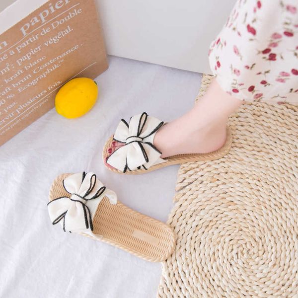 

[]bow knot 2021 summer new beach sandals women's korean version non slip, fashionable and versatile, Black