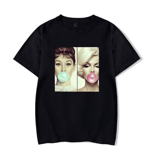 

casual o-neck tshirt marilyn monroe audrey hepburn chewing t-shirt men cool hip-hop tee shirt sport hooded sweatshirt hoodie
