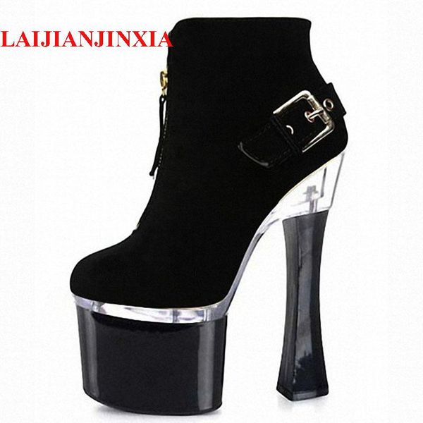 

laijianjinxia -дюймовый шпилька с платформой сексуальные женщины мотоцикл сапоги 18 см, Black