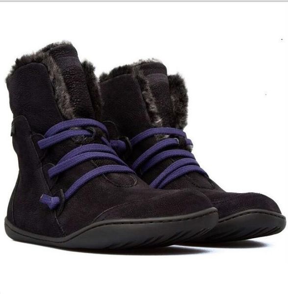 

wool shoes winter add warm leather boots women large size 41 42 43 casual martin boots women snow footwear, Black